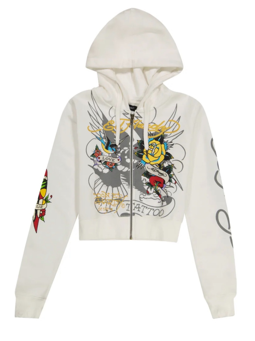Ed Hardy Cropped Zip up Hoodie NWOT